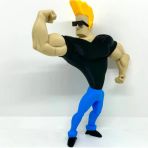 Johnny Bravo Figürü - 3D Baskı Cartoon Network Nostalji Heykeli - Retro Çizgi Film Karakteri Masa Dekoru
