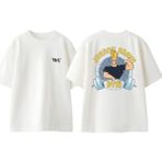 Johnny Bravo Gym Tasarım Sırt Baskılı Pamuk Beyaz Oversize T-Shirt