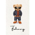 Johnny: Cahier personnalisé avec prénom Johnny | Cadeau d'anniversaire pour enfant, garçon, homme, copain ... | Nounours | 110 pages lignée, Petit Format 6x9 pouces (15,24 x 22,86 cm)