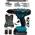 Johnser Mıke Akn 12 12V Darbeli Şarjlı Matkap Seti 2X1.3AH Çift Akülü 10MM Mandren 25+3 Tork Ayarlı Vidalama ve Delme Makinesi LED Işıklı Profesyonel Taşıma Çantalı 24 Parça Aksesuar Seti MK000057