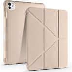 Joie Creatif iPad Pro 11 2025 M5 Kılıf Zore Tri Folding Kalem Bölmeli Standlı Kılıf - Gold - Altın