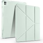 Joie Creatif iPad Pro 13 2025 M5 Kılıf Zore Tri Folding Kalem Bölmeli Standlı Kılıf - Açık Yeşil