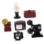 JOINPAYA 1 Takım retro kamera süsleri retro mini bavul dekorasyon küçük televizyon Dollhouse fonografı fonograf oyuncak küçük ev süsü mini mobilya pervane oyuncak ev televizyon reçine
