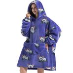 JOJJJOJ Büyük boy Hoodie battaniye dev cep rahat Sherpa polar battaniye Hoodie sıcak kazak elbise kadın erkek gençler için hediye, Mor Koala, S-4XL