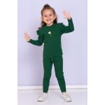 Jojo Bambino Kız Bebek Çocuk Papatyalı Fitilli Kaşkorse Uzun Kollu Tayt 2'li Takım - 6 - 7 Yaş - Yeşil