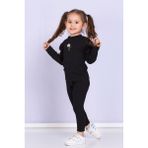 Jojo Bambino Kız Bebek Çocuk Papatyalı Fitilli Kaşkorse Uzun Kollu Tayt 2'li Takım - 7 - 8 Yaş - Siyah