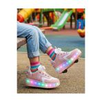 JOJO KIDS kız çocuk ışıklı patenli ayakkabı on off düğmeli , oto bağcık , hem spor ayakkabı , patenli ayakkabı