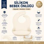 Jojobebek Dikişsiz Silikon Mama Önlüğü Krem Rengi 1-2 Yaş İçin Ayarlanabilir ve Su Geçirmez - 1 - 2 Yaş