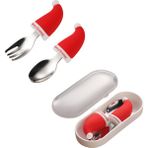 Jojobebek Noel Figürlü Premium Çocuk Bpa'sız Silikon Saplı Paslanmaz Çelik Uçlu Çatal-Kaşık/saklama Kutusu