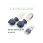 jojobebek Premium Çocuk BPA Free Kaliteli Silikon Saplı Paslanmaz Çelik Uçlu Çatal-Kaşık /LACİVERT