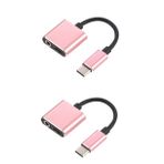 jojofuny 2 Adet Tip C Kulaklık Adaptörü Usb Ses Adaptörü 3 5 Mm Jak Uyumlu Pixel 2/ U11/pro Essential Telefon P20 Gül Altın