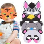 jojofuny 5 Adet Hayvan Maskesi Seti Fil Kaplan Zebra Panda Kedi Eva Partisi Doğum Günü Karnaval Okul Oyunu