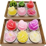 Jojomis 12 ADET Çiçek Tealight Mum Seti - Ev, Parti, Düğün ve Hediyeler için Kaktüs ve Etli Bitki Şekilli Dekoratif Çay Işıkları (renk 2)