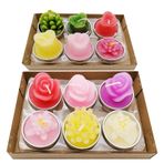 Jojomis 12 Adet Çiçekli Tealight Mumlar, Etli ve Kaktüs Şekilli Dekoratif Bitki Mumları, Ev, Düğün, Parti ve Festival Dekoru için Kokulu Çay Işıkları, 4 cm Yeşil Parafin Mumu (renk 2)