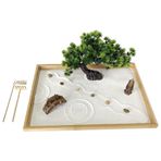 jojomis Çin Zen Bahçe Kiti Masa Ev Ofis Masası Mini Zen Kum Bahçe Kiti, Çok Renkli, 40x29x2.5 cm