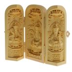 jojomis El Sanatları Ahşap Heykeli Tibet Buda Şimşir Oyma 3 Tanrı Heykeli Kutusu - Stil-8, açıklandığı gibi