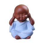 jojomis Mini Masa Dekoru Çay El İşi Buda Heykeli Keşiş Heykelcik Seramik Bonsai, Mavi, Orta