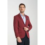 Joker Erkek Bordo Örme Esneyen Kumaş Slim Fit Mono Yaka Spor Blazer Ceket Bordo 52