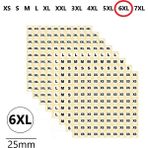 Jokey Kırtasiye Yuvarlak Mağaza Giysi, Beden Etiketi (210 Adet) ÇAPI-25MM Kendinden Yapışkanlı (Beden Seçenekli) - 6XL