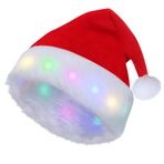 JOKILY Noel Baba şapkası, kırmızı, Noel şapkası, yetişkinler için, pelüş Noel Baba şapkası, Noel Baba şapkası, yumuşacık pelüş Noel şapkaları Yeni Yıl şenlikli Noel kutlamaları için (A)