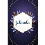 Jolanda: Taccuino personalizzato con il nome Jolanda | Regalo di compleanno per moglie, mamma, sorella, figlia ... | Foglie blu | 110 pagine a righe, Piccolo formato 6x9 pollici (15,24 x 22,86 cm)