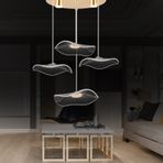 Jolie 4'lü Yuvarlak 3 Renkli 39 Watt Gold Kristal Ledli Modern Oturma Odası Salon Sarkıt Avize Siyah