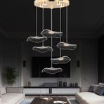 Jolie 6'lı Yuvarlak 3 Renkli 61 Watt Gold Kristal Ledli Modern Oturma Odası Salon Sarkıt Avize Diğer