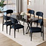 Jolin Serisi Mdf 90X168 Siyah Mermer Desen Mutfak Masa Takımı 6 Antrasit Metal Sandalye