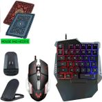 Jolita G508 Mobil Oyun Kablolu Klavye Mouse Kombo Paket Seti Pubg Dönüştürücülü Tek El Kullanım Gaming - Siyah