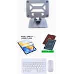 Jolita iPad Air 2 9.7 2017 Uyumlu Metal Stand Ekran Koruyucu Klavye Mouse Set - Beyaz