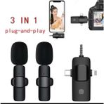 Jolita iPhone 14 Pro Uyumlu Ikili Kablosuz Yaka Mikrofonu 3.5mm Aux Youtube Facebook Tiktok Vlog - Siyah