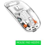 Jolita Lenovo Tab M10 Plus 3rd Gen TB125FU Uyumlu Şeffaf Tasarım Sessiz Kablosuz Mouse - Beyaz