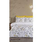 Jolly Home 4 Mevsim Tek Kişilik Kapitoneli Manolya Sarı Gri Nevresim Takımı