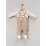 Jolly Joy Ayı Nakışlı Erkek Bebek Tulum - Bej - 0 - 1 Ay Bej