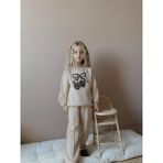 Jolly Kids Kız Çocuk Kiraz Leopar Desenli Sweatshirtli Kışlık Takım - Bej - 3 - 4 Yaş