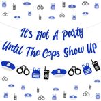 Jollyboom Polis Emeklilik Afişi, Polisler Ortaya Çıkana Kadar Bir Parti Değildir, Parıltılı Mavi Polis Çelenk Afişi Polis Doğum Günü Emeklilik Parti Malzemeleri için