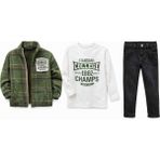 Jollypop Erkek Çocuk 3’lü Takım (Ekose Ceket + Sweatshirt + Jean Pantolon) - 6 Yaş - 02-Haki
