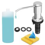 JOMSPOA Mutfak Lavabosu için Sabunluk, Mutfak Lavabosu Sabunluk Pompası, Üstten Dolum, 17 Oz Büyük Sıvı Şişeli Lavabo Sabunluğu, Fırçalanmış Nikel (2 Ovma Süngeri)