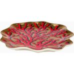 Jonathan Adler Sirena Coral Porselen Dekoratif Tepsi - Kırmızı - Gold - 15.24 x 15.24 cm