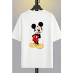 JoneBase Unisex Tasarım Micky Mouse Baskılı Oversize %100 Pamuk T-shirt