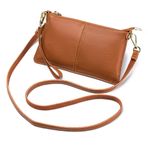 JONON Hakiki Deri Bileklik Debriyaj Cüzdan Cüzdanlar Küçük Crossbody Çanta Omuz Çanta Kadınlar için, Gümüş Fermuar, Kahverengi