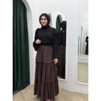 JOOQSTORE Katlı Etek - Kahverengi - 38