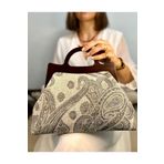 JOPHIEL Cassiel - Ahşap Burslu Kumaş Portföy Çanta, Clutch, El Çantası