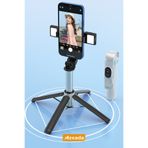 Jopus Bluetoothlu ve Şarjlı Kumandalı LED Işıklı Selfie Çubuğu Tripod Özellikli Siyah PD-P06-V2