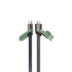 Jopus Hyper 2in2 65W Hızlı Şarj ve Data Kablosu - 4'ü 1 Arada Çok Fonksiyonlu, 1.5 Metre Uzunluk - MacBook, iPhone 15 ve Android Uyumlu, Standart