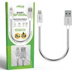 Jopus iPhone 7\7 Plus ile Uyumlu Data-Hızlı Şarj Kablosu Metal Gövdeli ve Başlı JO-DK5 20cm Short Spiral Gri