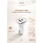 Jopus USB ve Type-C Girişli 38W Hızlı Araç Çakmaklık Şarj Aleti Başlığı Universal JO-A7