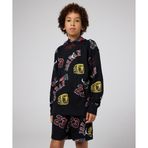 Jordan 95D064-023 Siyah Essentials All-Over Print Fleece Pullover Hoodie Çocuk Sweatshirt