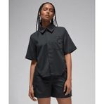 Jordan FN5766-045 Woven Crop Top Siyah Kadın Gömlek