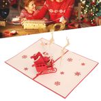 JOROBURO Tebrik Kartı, Üç Boyutlu Geyik Arabası Şekli Zarflı Noel Dekoratif Kağıt, Boyutlu Tatil Kutulu Kartlar Şenlikli El Yapımı Noel Kartları